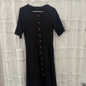 Roolee Black Button Dress